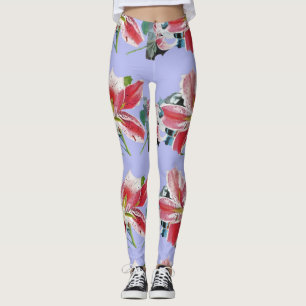 Mauve Lilac Lily art floral aquarelle Leggings