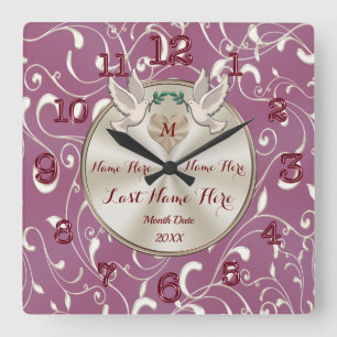 Mauve, Mariage couleur champagne Horloge personnal