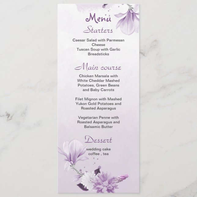 mauve mauve violet menu mariage botanique (Devant)