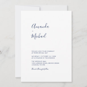 Mauve & Navy   Invitation de mariage simple et min