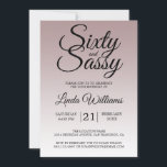 Mauve Ombre 60 et Sassy 60th Birthday Invitation<br><div class="desc">Célébrez 60 ans de style avec ce design moderne de 60e anniversaire sur un arrière - plan deauville mauve ombre, une invitation chic 60e anniversaire que vous pouvez simplement personnaliser et envoyer pour votre fête de soixantième anniversaire. Les mots soixante et sassy sont définis à l'aide de la calligraphie script...</div>