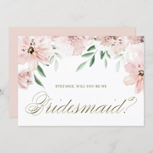Mauve Pink Floral Vous Serez Ma Carte D'Épouse