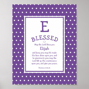 Mauve Polka Nom du point Blessing Nursery Poster