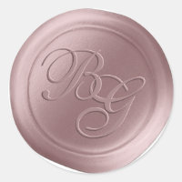 Mauve rose calligraphie Monogramme Stickers cire