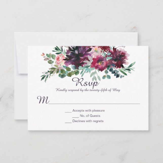 Mauve Rose Violet Rouge Plum Greenery RSVP (Devant)