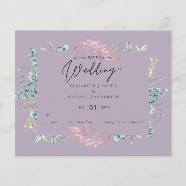 Mauve Sage Feuilles botaniques Mariage budgétaire  (Devant)