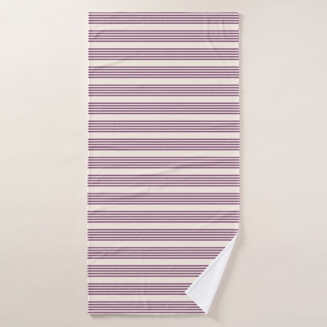 Mauve violet beige cinq bandes motif (Serviette de bain)