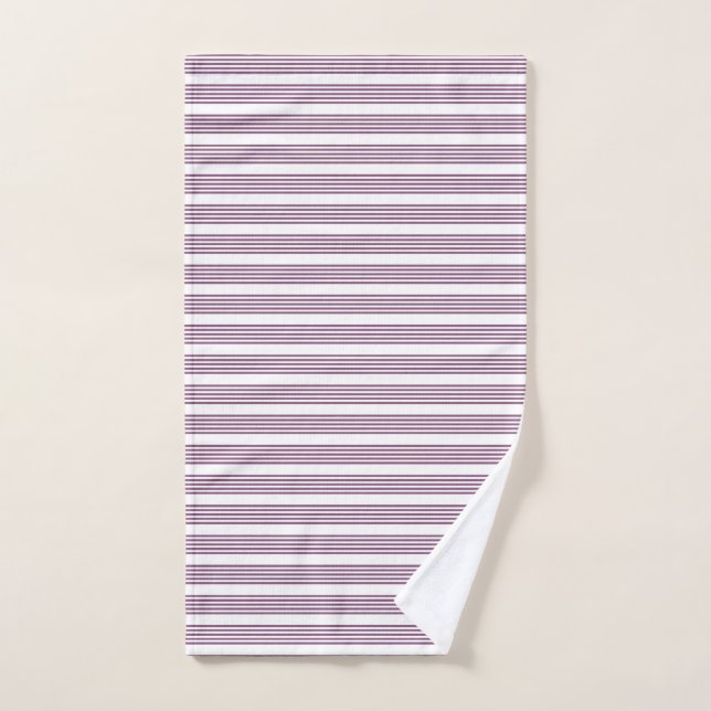 Mauve violet blanc cinq bandes motif (Serviette à main)
