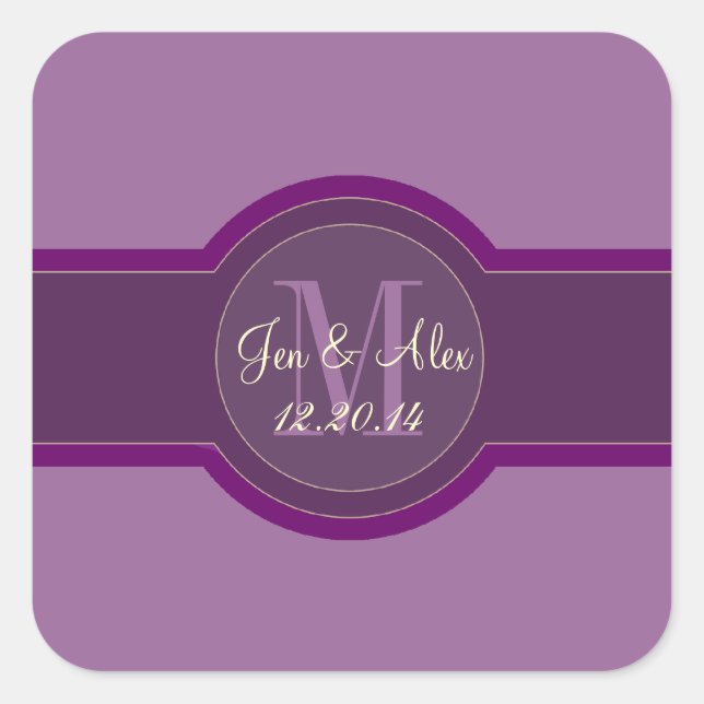 Mauve Violet Mariage Favoriser Stickers (Devant)