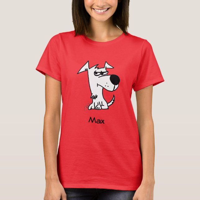 Max le T-shirt chien rouge rose (Devant)