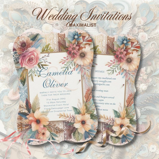 Maximaliste Invitations Mariage Occupé Décoratif (Créateur téléchargé)