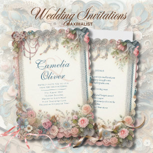 Maximaliste Invitations Mariage Occupé Décoratif