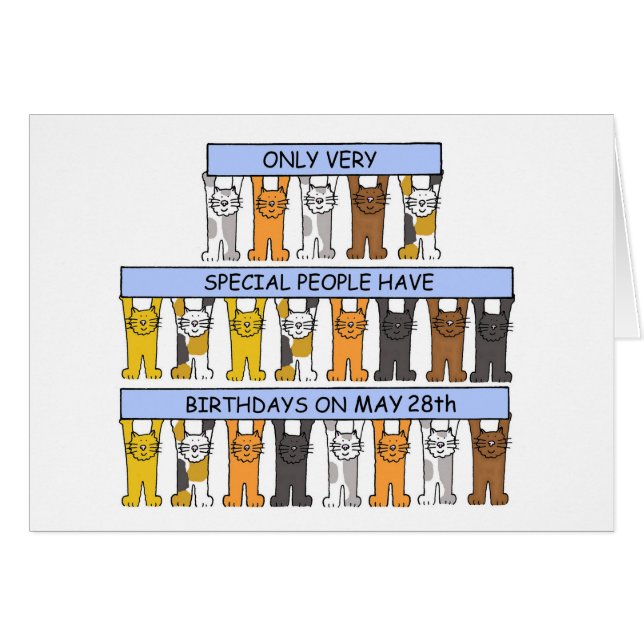 May 28th Birthday Cute Cartoon Cats (Devant horizontal)