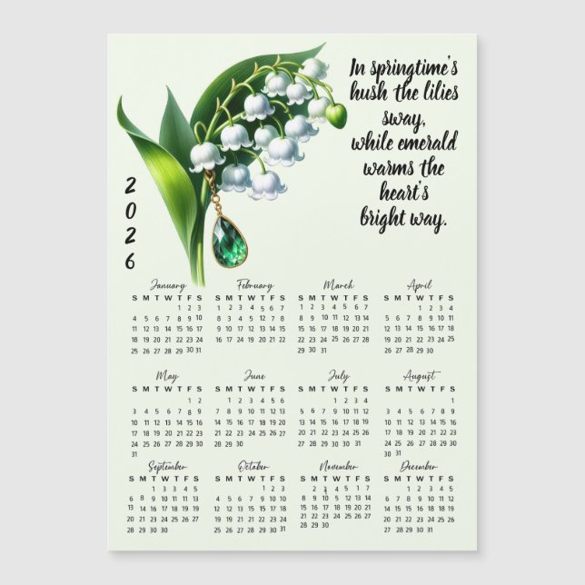 May Birth Flower & Stone Calendar (Devant)