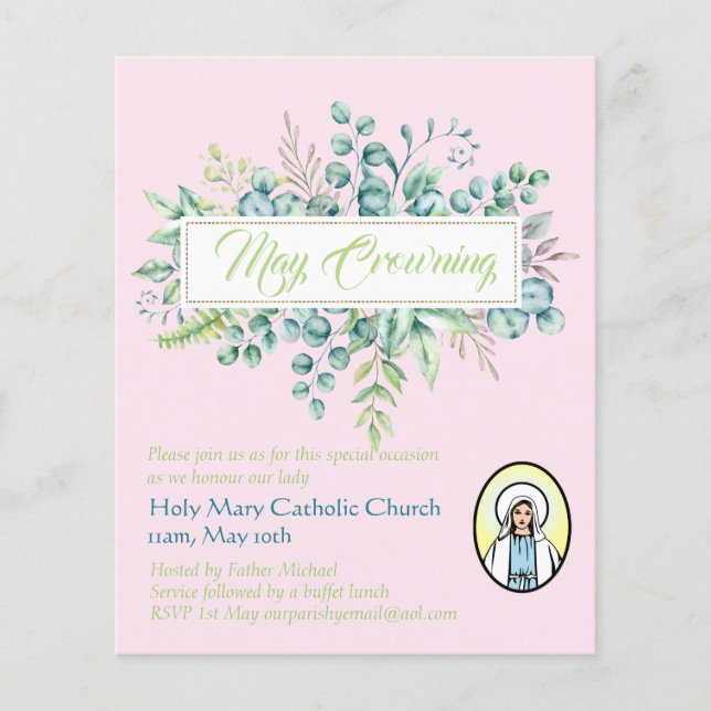 May Crowning Invitations Vierge Marie Invitations  (Devant)