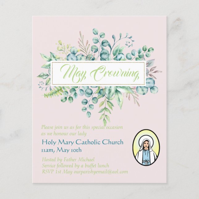 May Crowning Invitations Vierge Marie Invitations  (Devant)