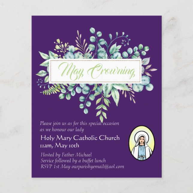 May Crowning Invitations Vierge Marie Invitations  (Devant)