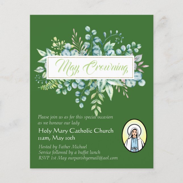 May Crowning Invitations Vierge Marie Invitations  (Devant)