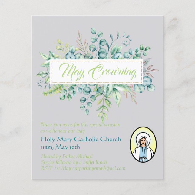 May Crowning Invitations Vierge Marie Invitations  (Devant)