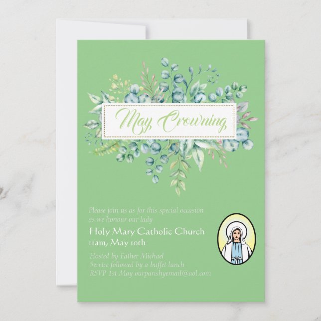 May Crowning Invitations Vierge Marie Invitations  (Devant)