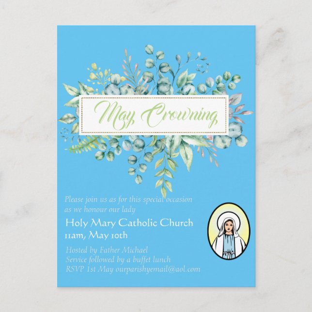 May Crowning Invitations Vierge Marie Invitations  (Devant)