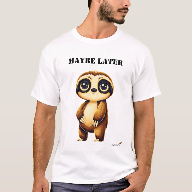 Maybe Later Funny Sloth T-Shirt (Devant)
