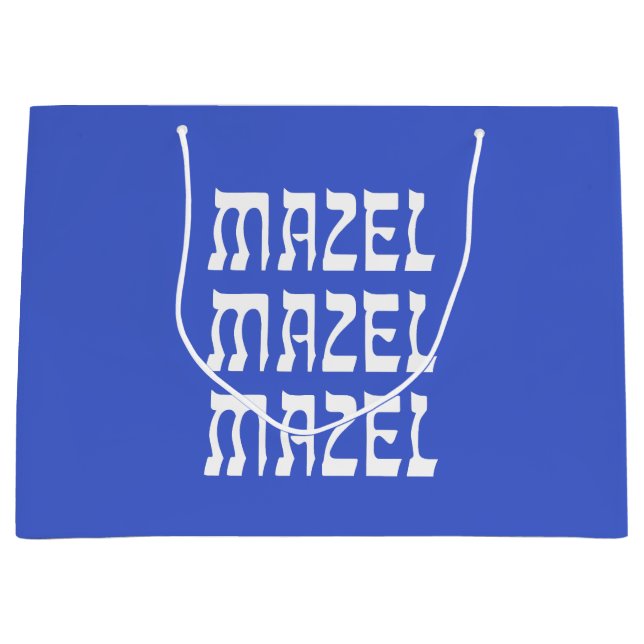 Mazel Mazel Mazel Célébration Grand Sac Cadeau (Devant)