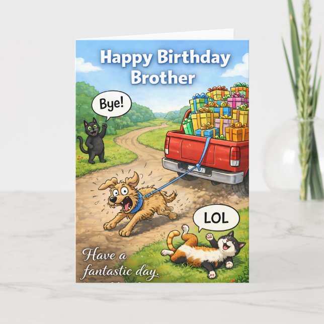 MDR, carte d'anniversaire drôle pour frère avec ch (Devant)