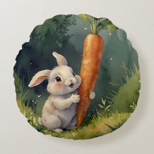 Meadow Bunny Dreams : Coussin rond Whimsical