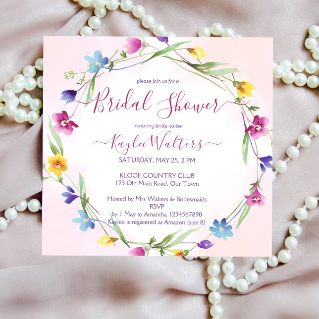 Meadow fleurs sauvages boho nuptiale invitation (Créateur téléchargé)