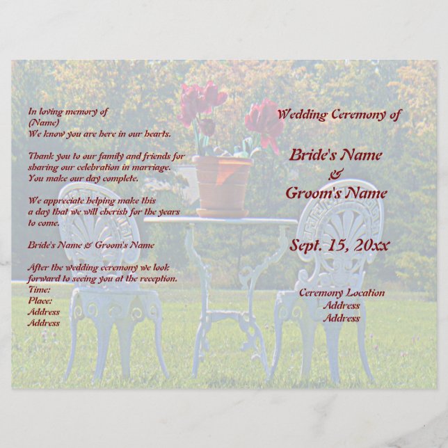 Meadow of Love & Autumn Tree Wedding Programme Cir (Devant)