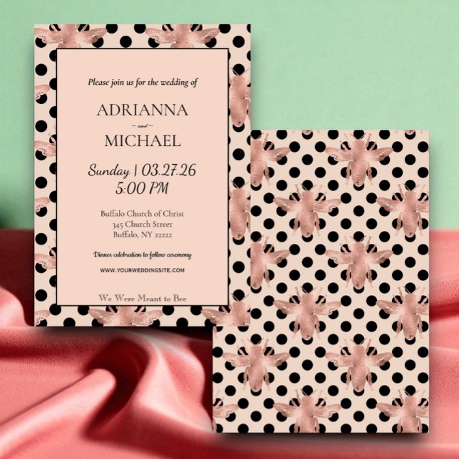 Meant to Bee Rustic Pink Wedding Invitation (Créateur téléchargé)