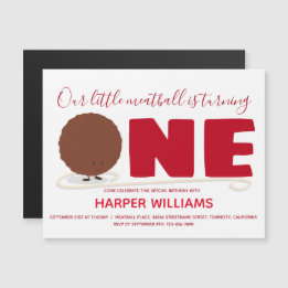 Meatball Un premier anniversaire Invitation magnét