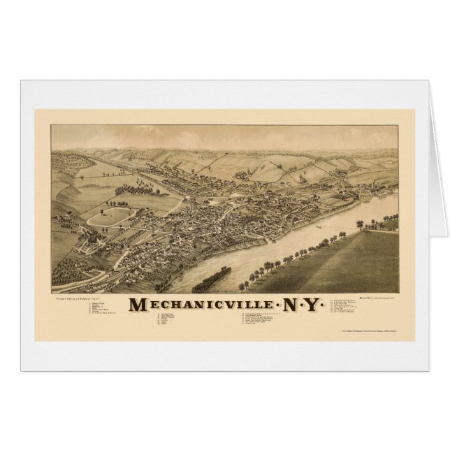 Mechanicville, carte panoramique de NY - 1885 (Devant horizontal)