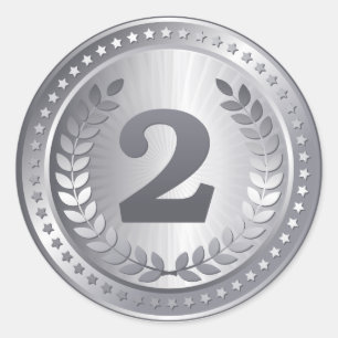 Médaille d'argent 2e place vainqueur autocollant