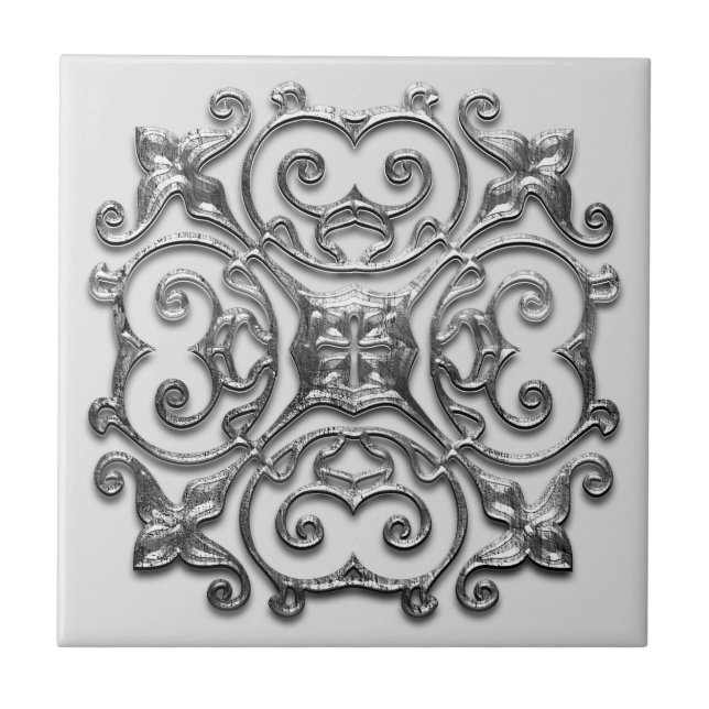 Médaille d'argent gris Faux Carreaux de céramique  (Devant)