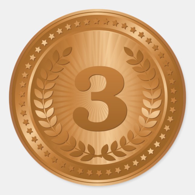 Médaille de bronze 3e place vainqueur autocollant (Devant)