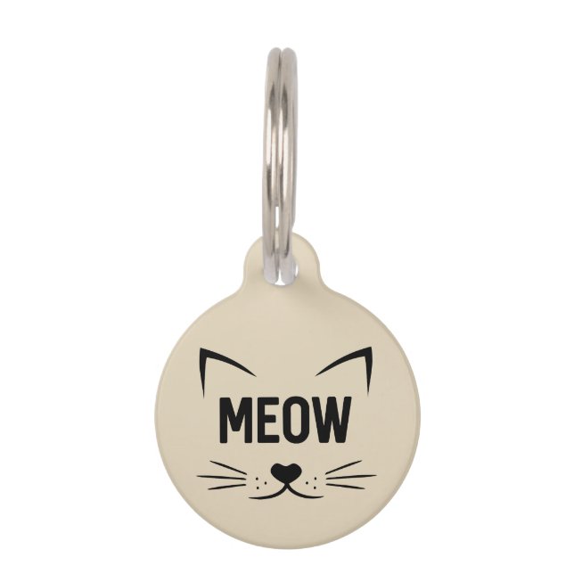 Médaille de chat personnalisée Meow Mignonne (Devant)