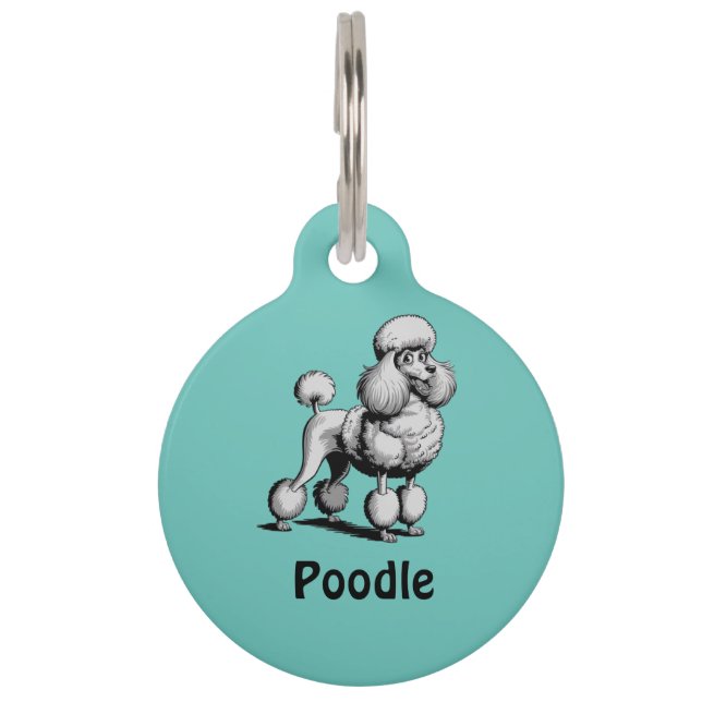 Médaille de chien Poodle personnalisée ronde (Devant)