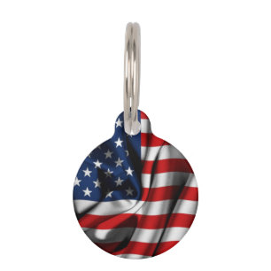 Médaille de chien ronde Drapeau Américain