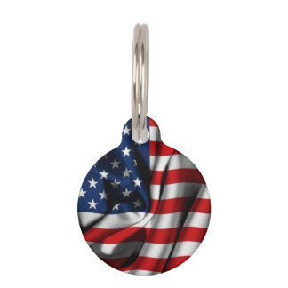 Médaille de chien ronde Drapeau Américain