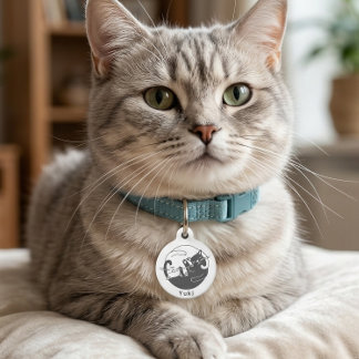 Médaille d'identification pour chat noir blanc Yin