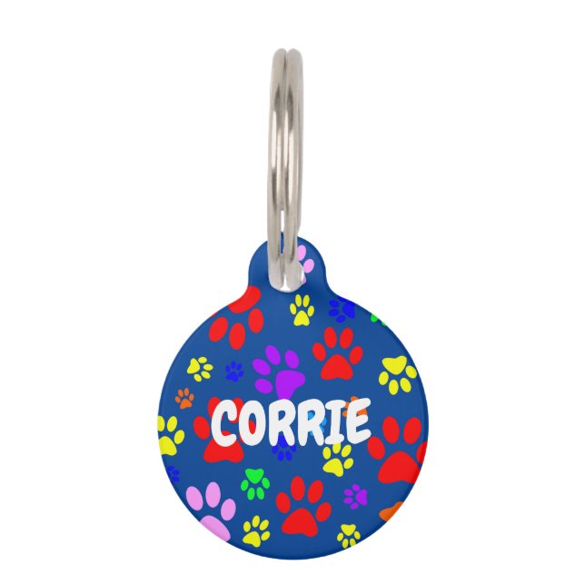 Médaille d'identification ronde bleue avec emprein (Devant)