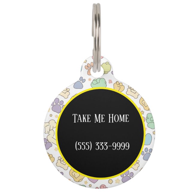Médaille d'identification ronde pour chien mignonn (Dos)
