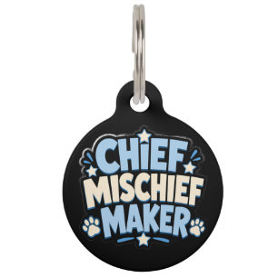 Médaille drôle pour chiens   Chef Fauteur de Troub