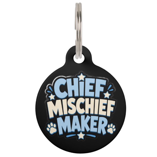 Médaille drôle pour chiens | Chef Fauteur de Troub (Devant)