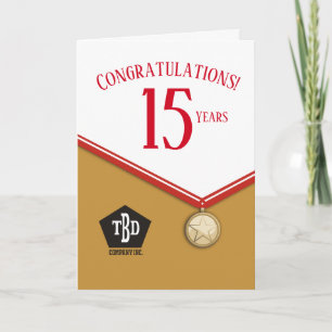 Médaille Faux employé 15 ans carte anniversaire