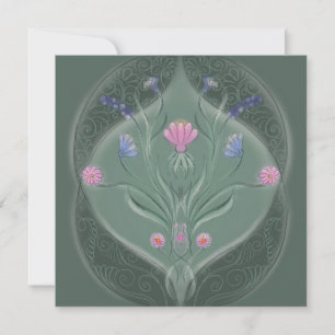 Médaille Florale Art Nouveau Invitation Anniversai