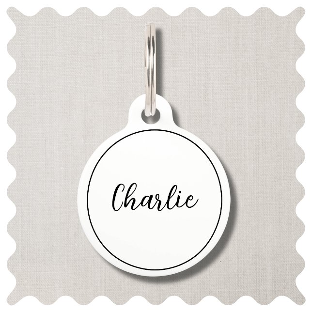 Médaille pour animal de compagnie à écriture blanc (Modern Script White Dog UD TAGS)