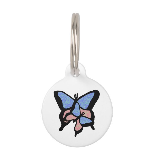 Médaille pour animaux papillons bleus et roses (Devant)
